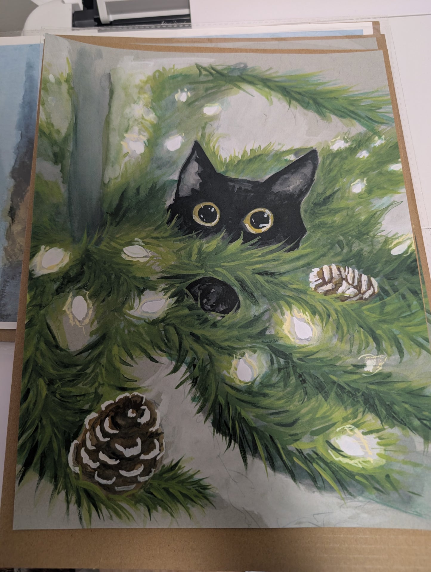 Holiday Bush Cat - Print 8.5x11