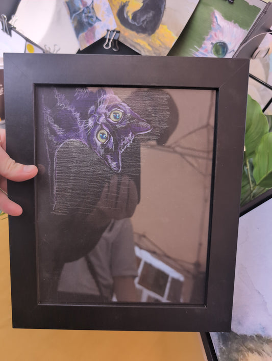 Black Corner Cat + Frame