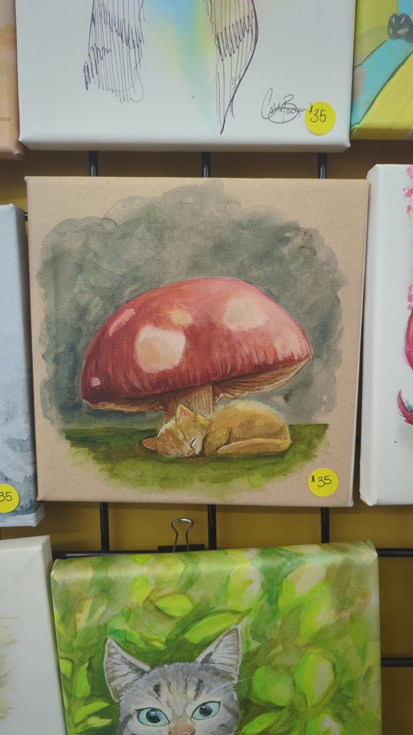 Mushroom cat canvas